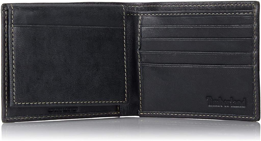 Day Timberland Cloudy Bifold No Coin Genuine Free Size Valentine's Gift Men's Wallet, Slim, Lightweight, Purse, Leather, Black,