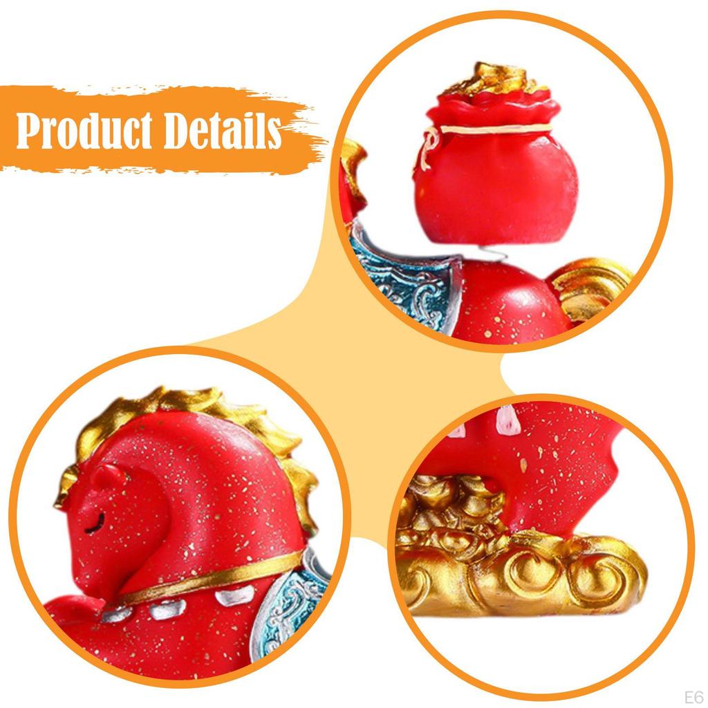 Horse Figurine Animal Sculpture Resin Fine Craftsmanship Fengshui Tabletop Decoration for