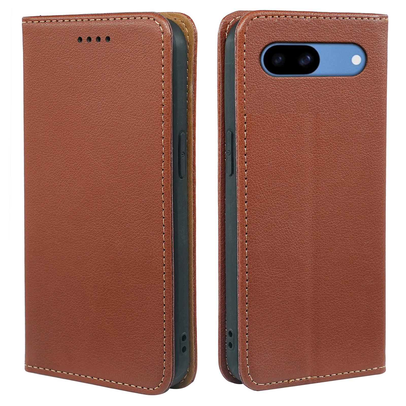 

For Google Pixel 8a Case Wallet RFID Blocking Leather Phone Cover Strong Magnetic Closure Brown