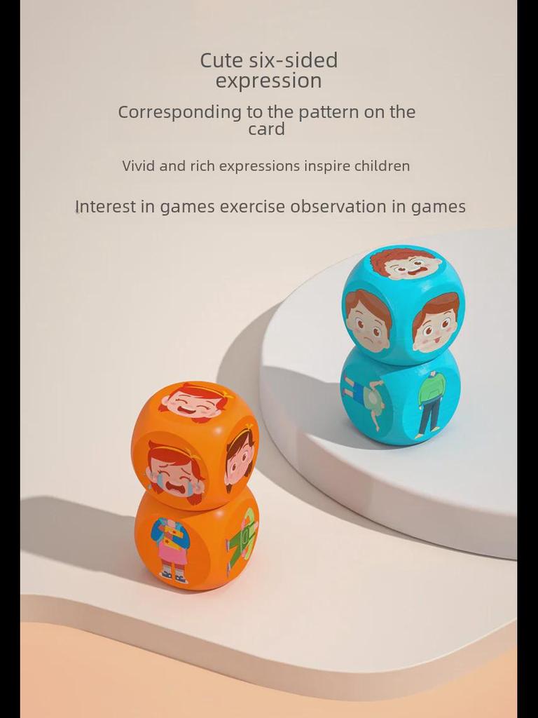 Dřevěná puzzle kostka s kresleným výrazem: Interaktivní hra rodič-dítě