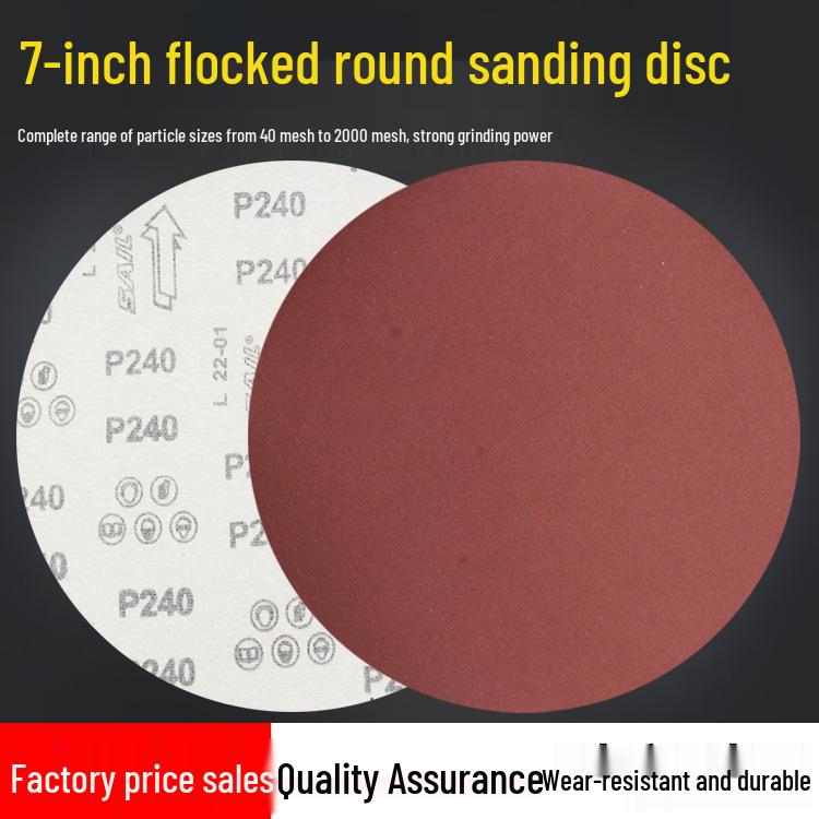 7" Flocked Self-Adhesive Sandpaper, 180mm Round for Wall Putty Sanding