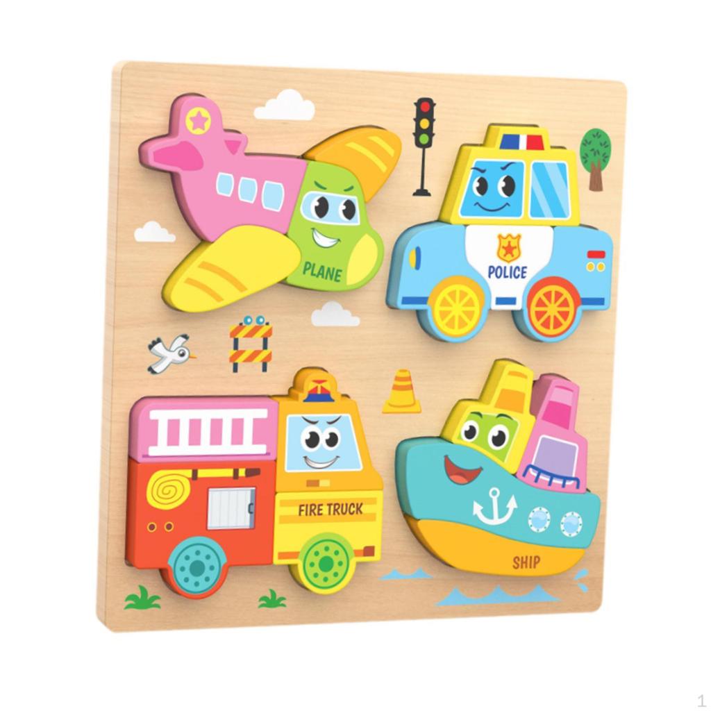 Baby Puzzles Bright Vibrant Color Shapes Developmental Game Wooden Jigsaw 3D Puzzle Toy for