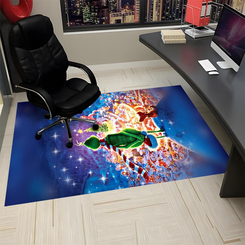 Tapis imprimé Grinch, Tapis pour chaise de bureau Salon Chambre à coucher Décoration de cuisine Cadeaux.