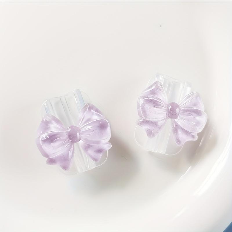 

2Pcs Lovely Pink Bow Silicone Charger Cable Protector Sleeve Cable Holder Clip Anti-break Transparent Cord Cover Wrap