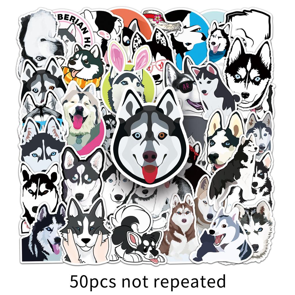 50 Husky Doodle Personalized Cartoon Animals Children's Creative DIY Skateboard Luggage Stickers Waterproof