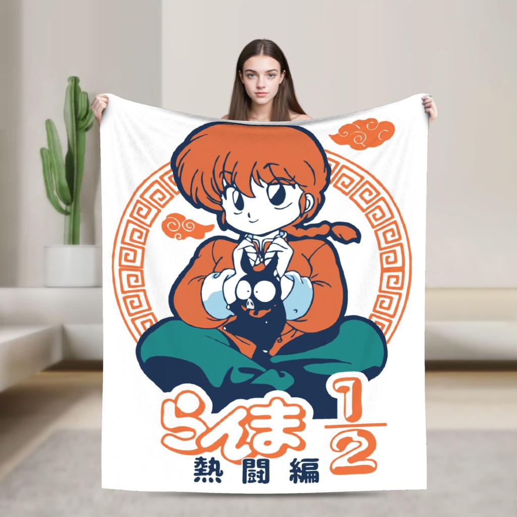Couverture Anime Ranma 1/2 Polaire Imprimée Respirante Légère Jeté de Lit Quilt d'Extérieur