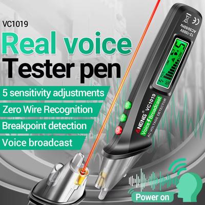 New Model Professional Non-Contact Voltage Tester Pen 12-1000V VC1019 Red Laser Voice Broadcast Volt Current Detector Electric Test Meter Tools