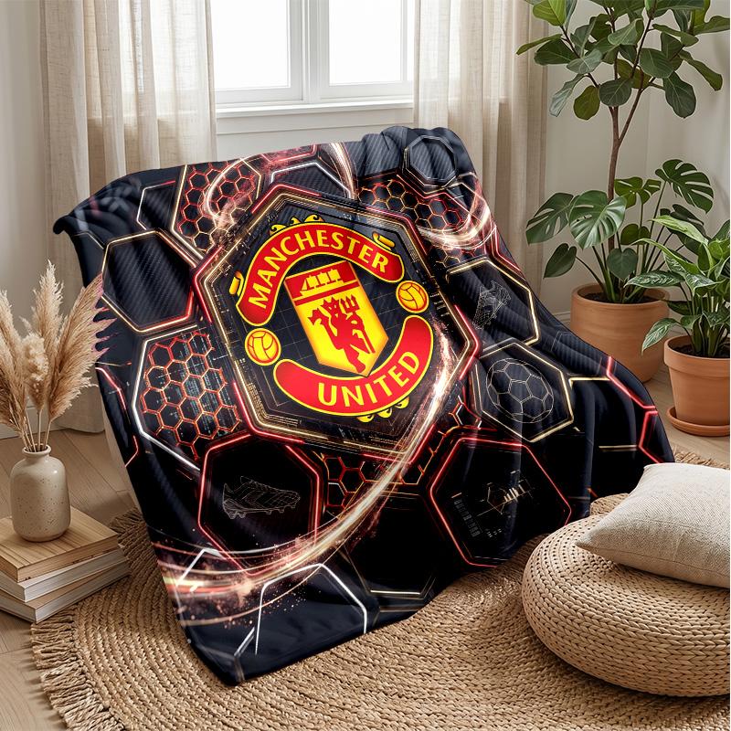 Manchester United Theme Blanket Soft Flannel Blanket Plush Throw Blanket Cozy Sofa Bed Blanket for Home Decor