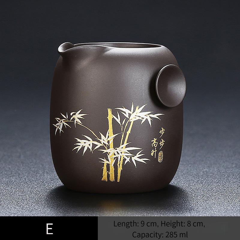 Purple Clay Gongdao Cup with Gold Trimming Ceramic Gong Cup Even Cup Kung Fu Tea Set Tea Sea Tea Divider Tea Strainer Accessories