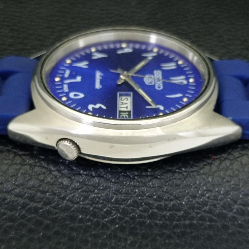 VINTAGE SEIKO 5 AUTOMATIC 6119C JAPAN MENS ARABIC BLUE DIAL WATCH A702527-1 R126-a702527