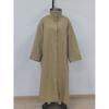 Womens Casual Long Trench Coat Fall Single-Breasted Loose Relaxed Fit Stand Collar Outerwear