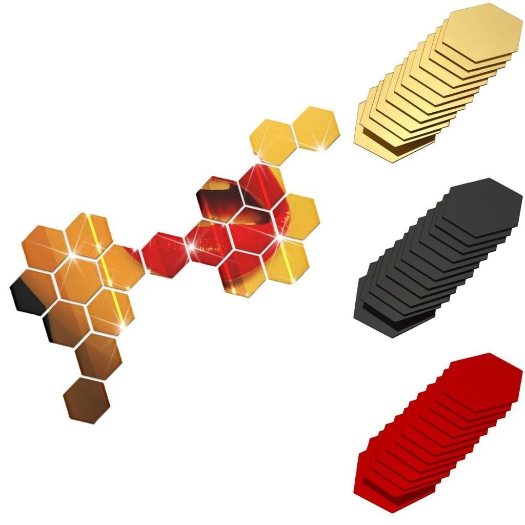 12 Stück 3D Spiegel Sechseck Wanddekor Aufkleber Für Stilvolle Heimkunst Und Design
