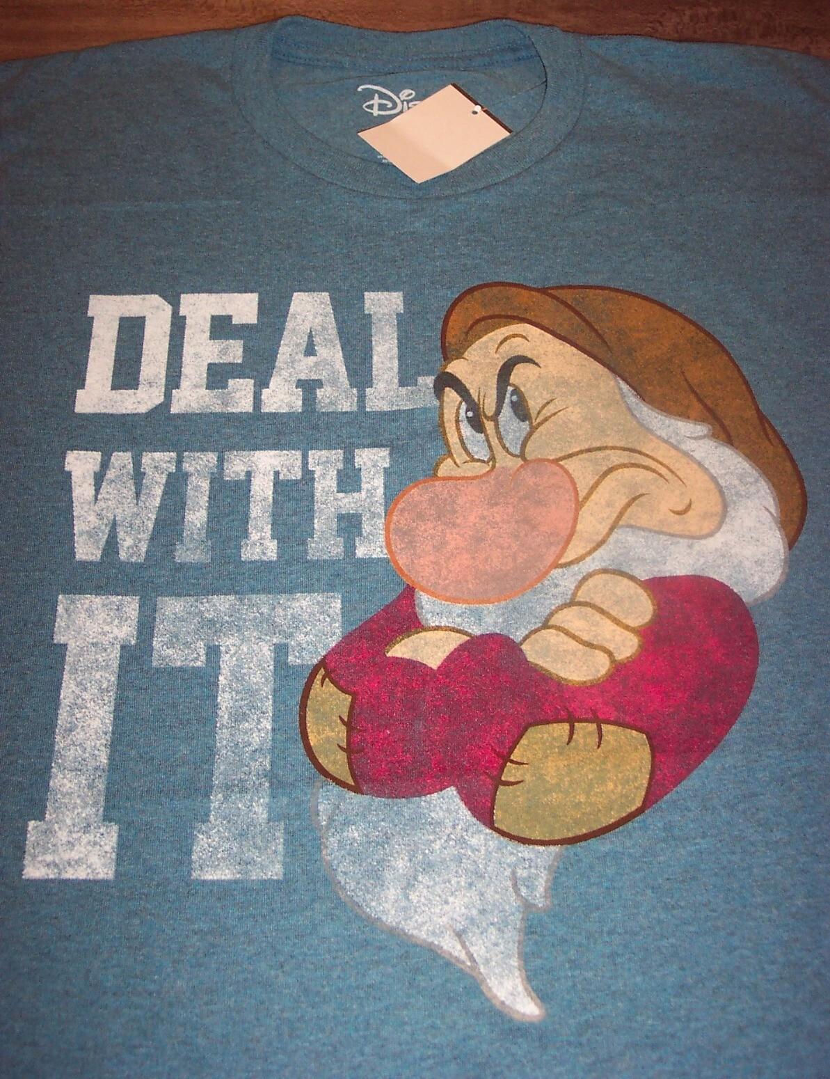 WALT DISNEY Snow White GRUMPY DWARF Deal With It T-shirt XL NEW W TAG XXL