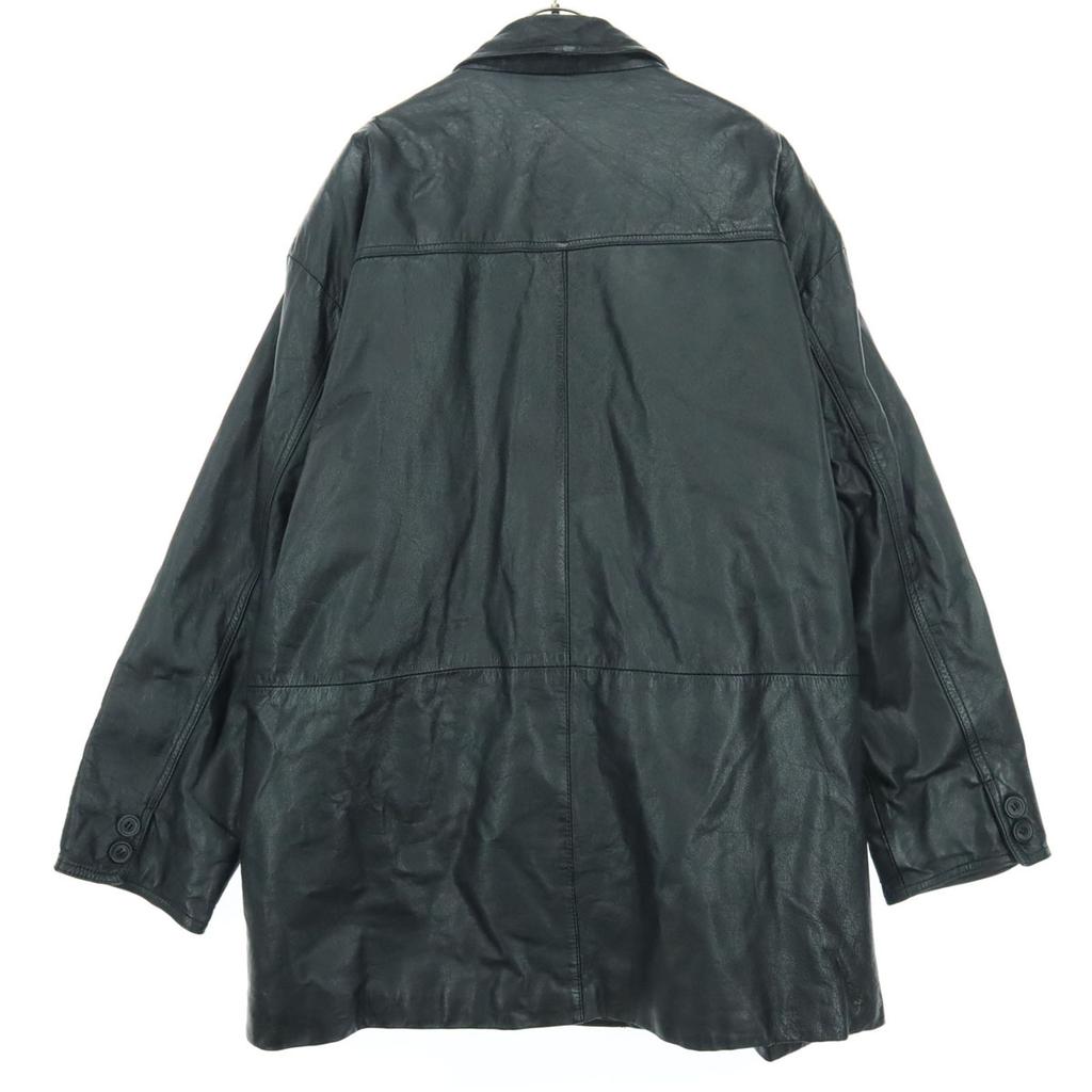 JACKERS Long Sleeve Leather Coat XL Black Cowhide Men's Used