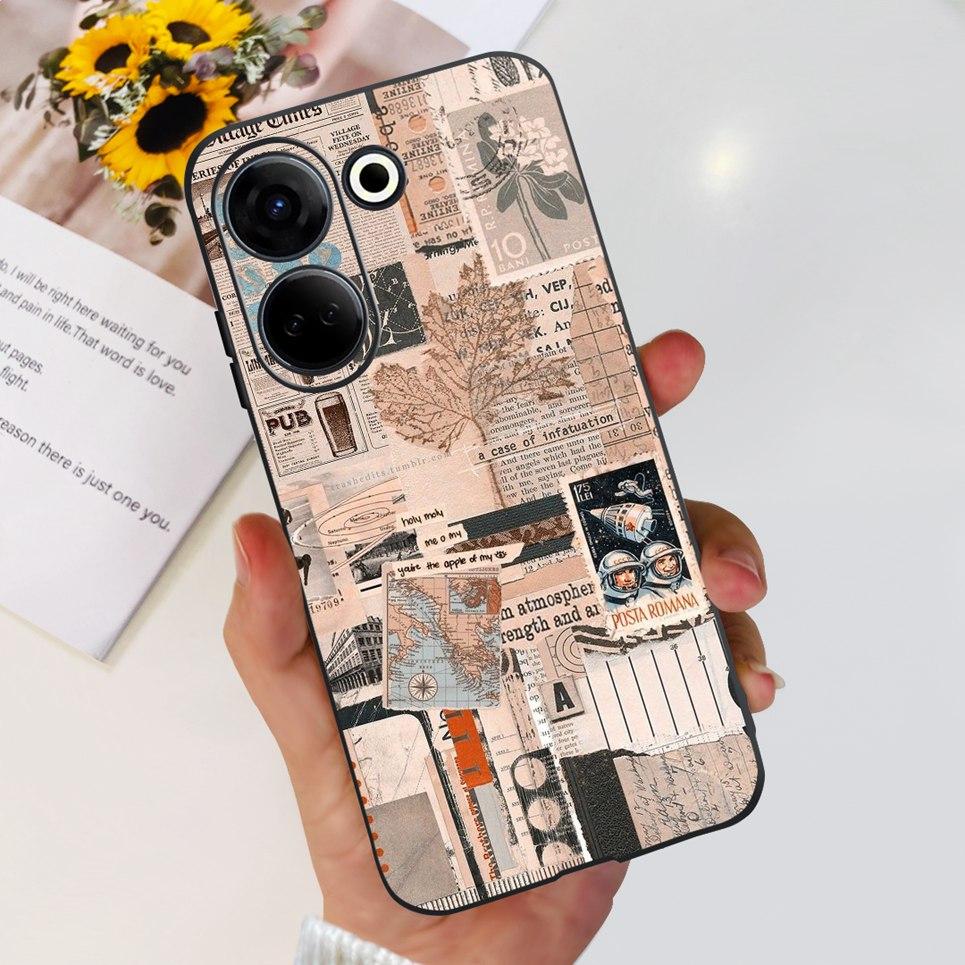 For Tecno Camon 20 Pro 4G 5G Case Cute Cat Cartoon Love Heart Liquid Silicone Shell For Tecno Camon 20 Premier Camon20 4G Funda