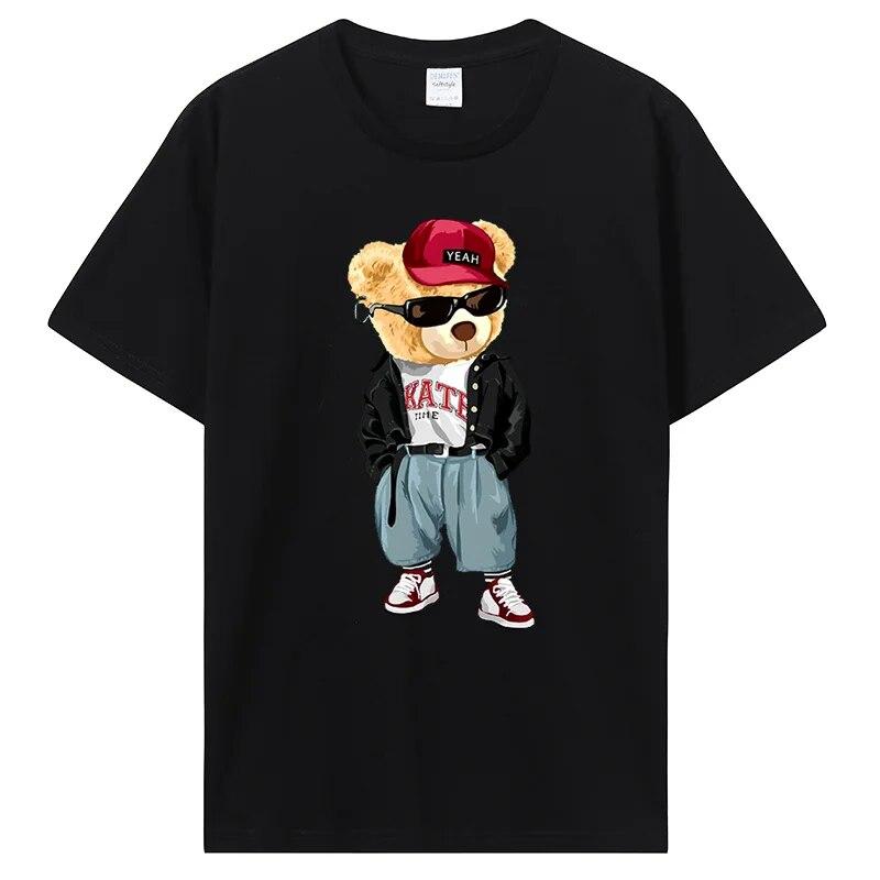 Herrmode Teddybjörn T-shirt Ren bomull Toppar T-shirt Roliga unisex-tröjor Sommar Oversized kvinnlig T-shirt Harajuku Streetwear