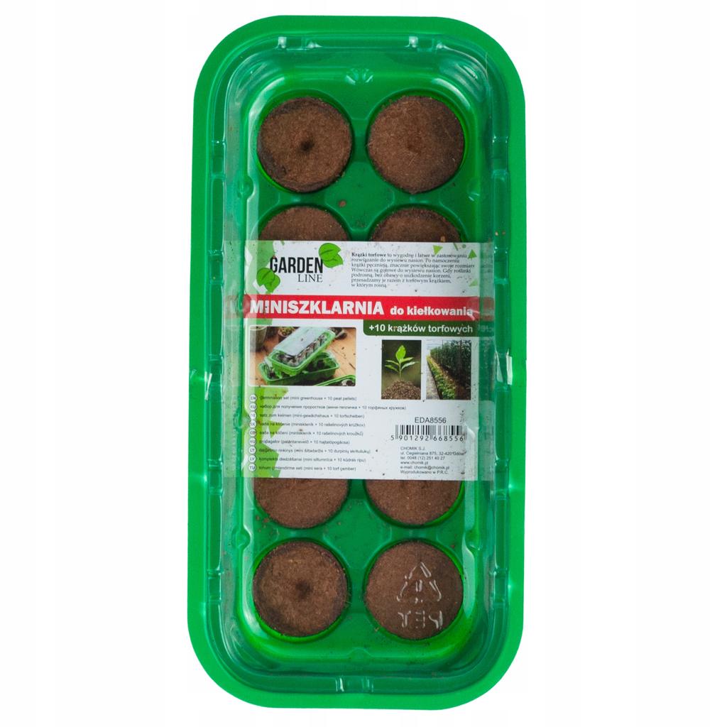 Gardenline Miniszklarnia Do Kiełkowania + 10 Krążków Torfowych Eda8556