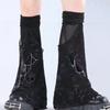 Skeleton Thigh-High Fishnet Leg Warmers: Dark Subculture Flared Scrunch Socks