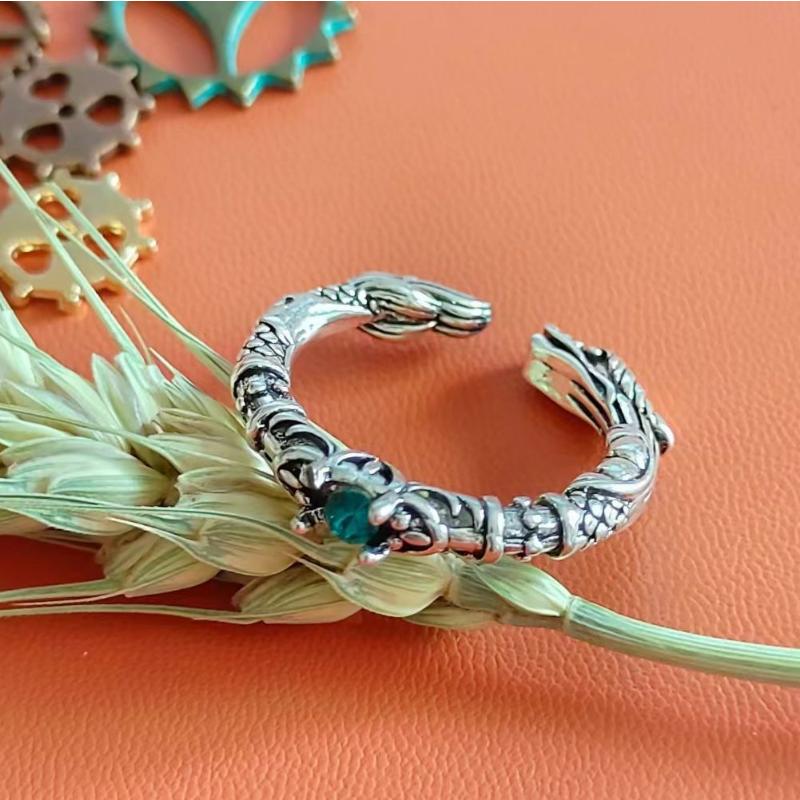 Pinky Tail Ring for Men, Trendy Single, Old Vintage Style Open Adjustment Ring