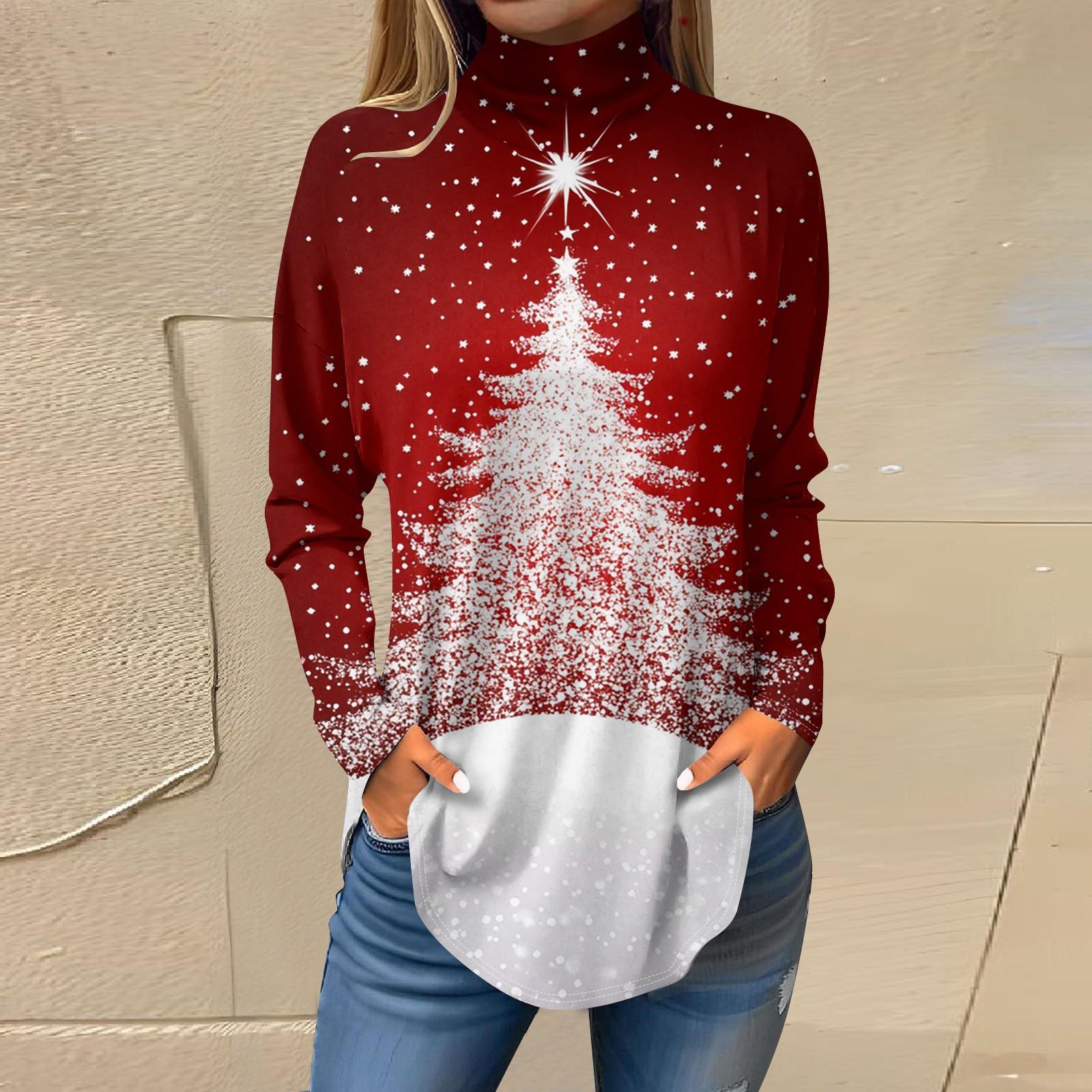 

Женская осенняя повседневная толстовка с длинным рукавом, винтажный принт, топ с высоким воротом, пуловер M красный