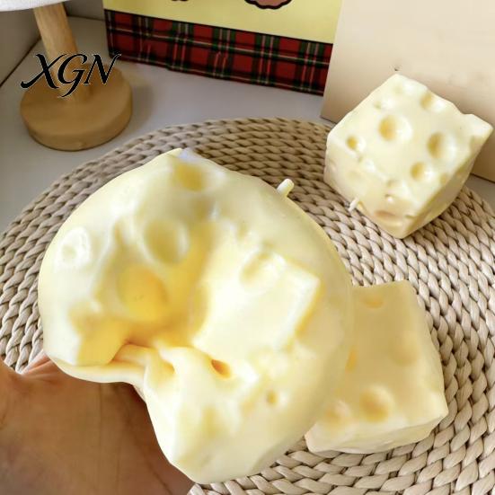 Kids Stress Relief Toy Yellow Cheese Squeeze Milk Flavor Gel Filled Block Cube Sensory Fidget Relaxation Ball