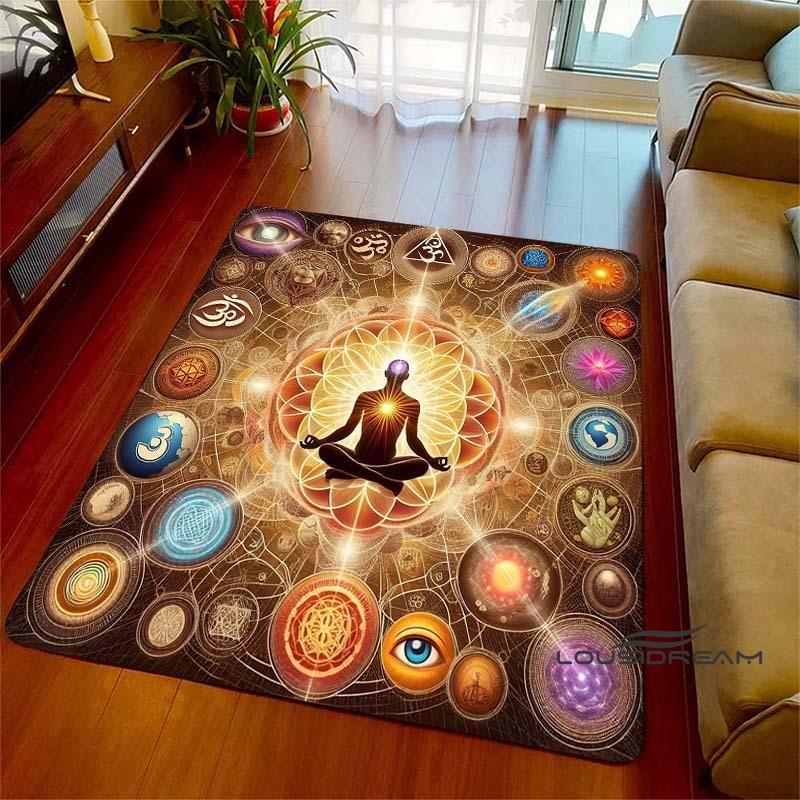 3D Rainbow 7 Chakra Rug, Bedroom Rug for Living Room, Home Sofa Decor, Kids Play Mat, Large Decor Rug, Yoga Meditation001