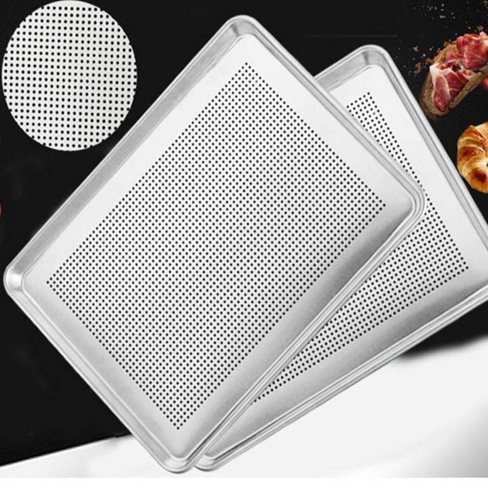 60x40cm Perforated Sheet Pan Rectangular Kitchen Baking Sheets Mesh Grill Steaming Tray  Home