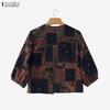 ZANZEA Vintage Women Casual Short Sleeve Open Front Thin Cardigan  Floral Print Cropped Tops Blous