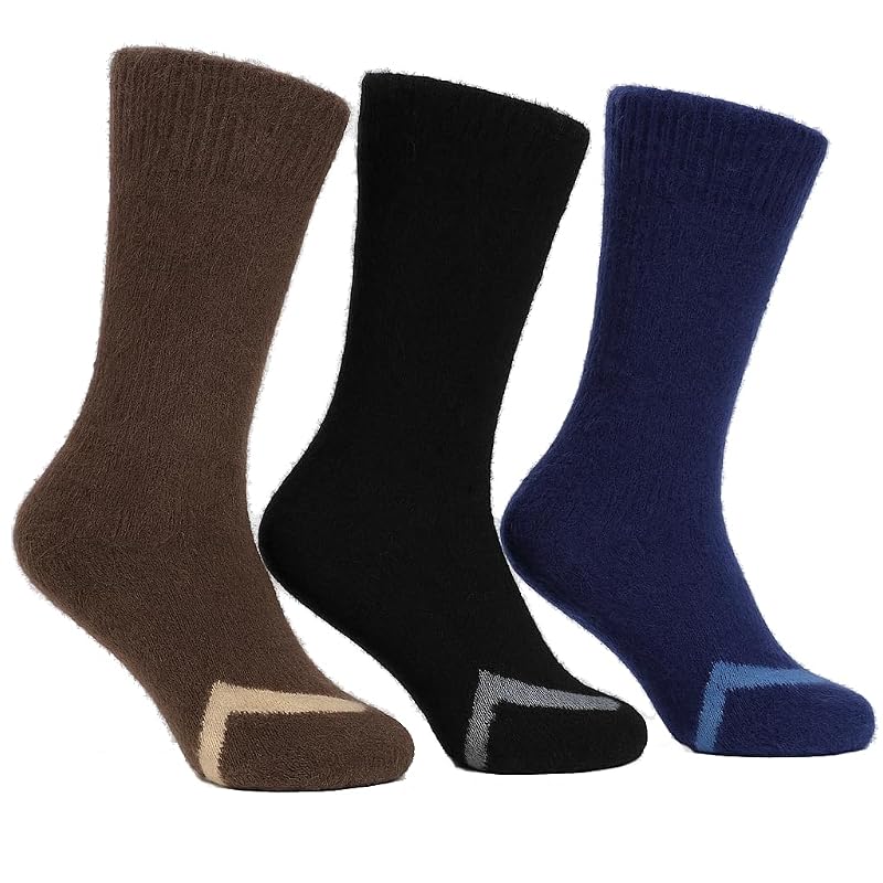 Weavers Villa Mens Lamb Wool Socks UltraSoft & Super Stretchable Naturally Warm Winter Socks with Stylish Stripe De