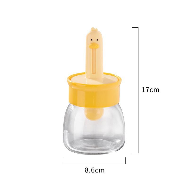 

Стеклянная бутылка для приправ 330 мл с мультяшной уткой, телескопической ложкой, бытовая кухонная коробка для хранения соли, герметичная, влагостойкая жёлтый