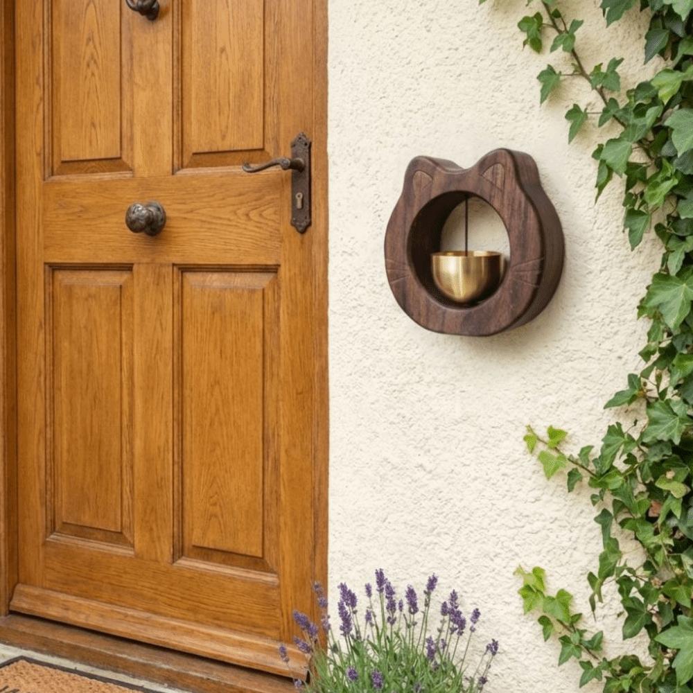 Magnetic Entrance Chime Wall Hanging Door-sucking Doorbell Unique Cat Wooden Doorbell  Office