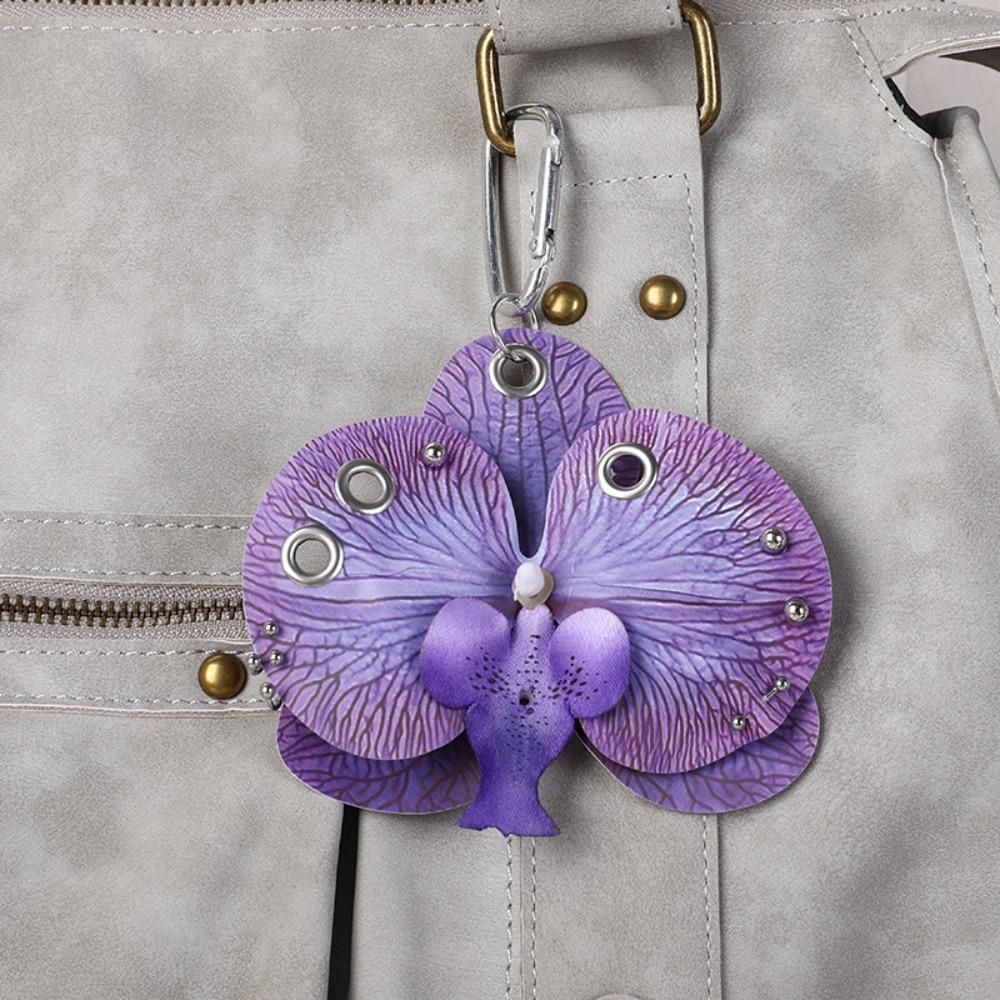 Keyring Phalaenopsis Orchid Keychain Keychains Bag Pendant Imitation Flower Pendant  Couple Kids
