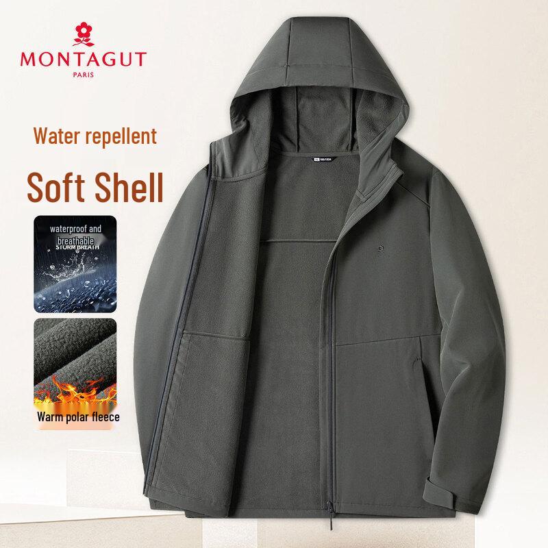 MONTAGUT Men's Water Repellent Fleece Lined Hooded Outdoor Jacket