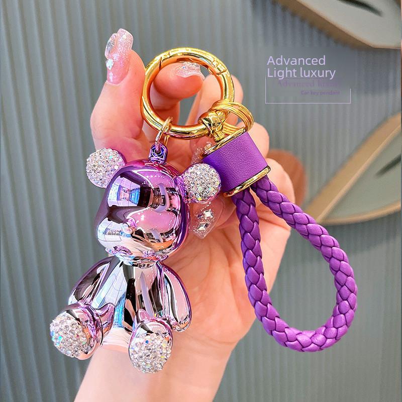 Bear Exquisite Rhinestone Keychain Chic Acrylic Key Holder For Fashionable Women