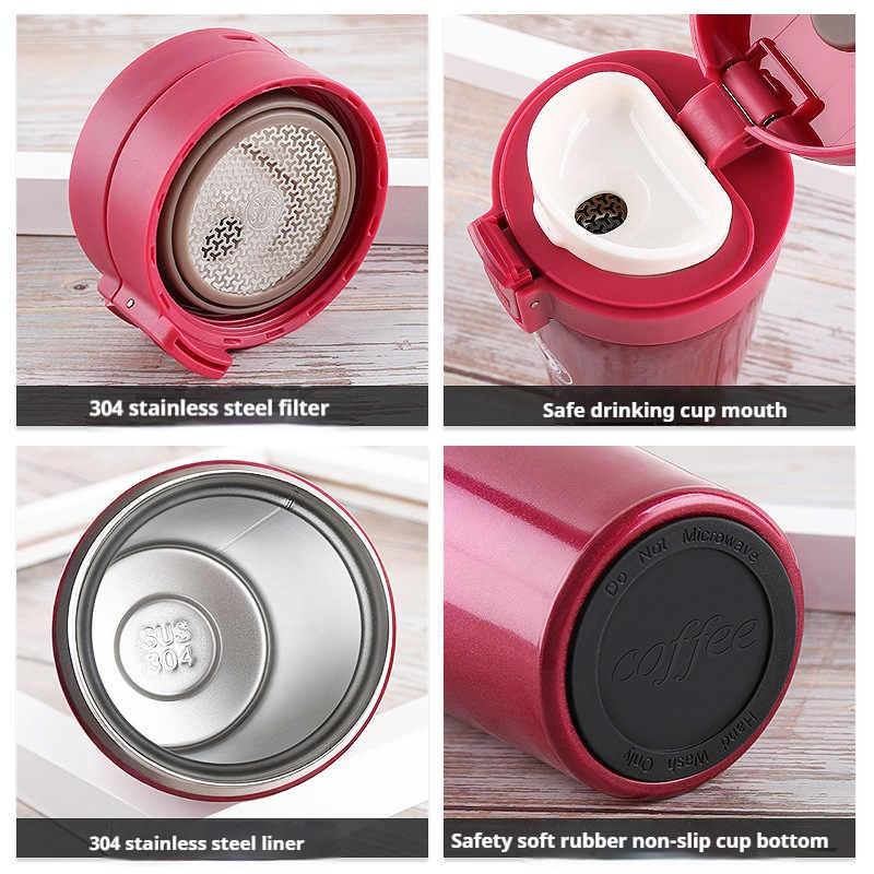 380/510ML Stainless Steel Coffee Cup Thermo Bottle Car Thermal Cup  Keeps Cold and Heat Thermal Mug Outdoor Sports Vacuum Flask
