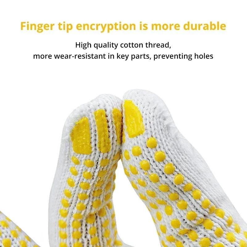 12 Pairs Work Gloves With Anti Slip Grip PVC Dots Safety Cotton Protection For Painter Mechanic Industrial Construction