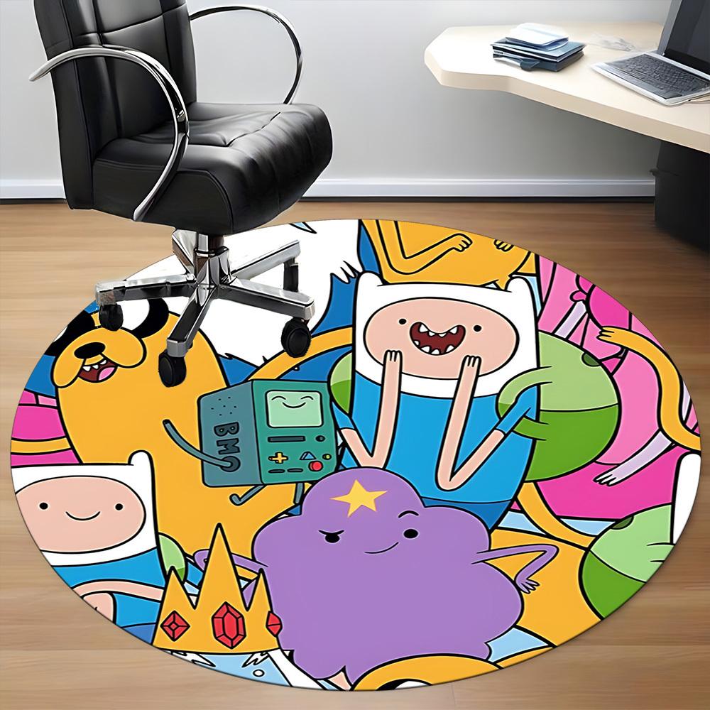 1pc Adventure Time Chair Carpet for Office Non-Slip, Soft & Comfortable, Carpet for Office, Gaming, Lightweight Round Floor Mat Yy251021009
