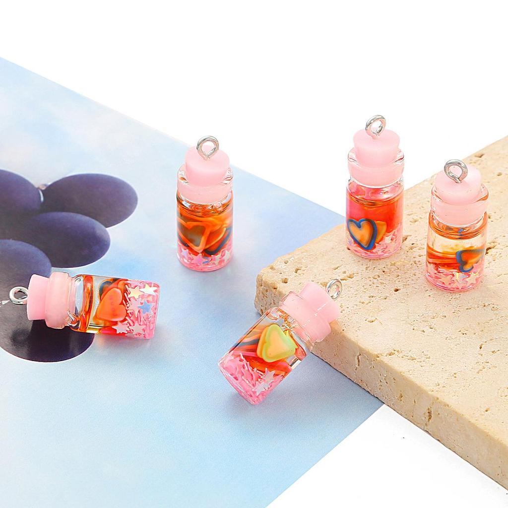 6PCS 20x10mm Mini Glass Bottle Shape Beads Ornaments Jewelry Making for Necklace Pendant Jewlery