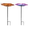 Bird Bath with Metal Stake Simple Installation Weather-Resistant Adjustable Height Outdoor Bird Feeder Stand Decor