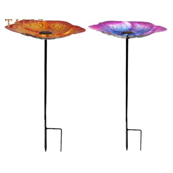 Bird Bath with Metal Stake Simple Installation Weather-Resistant Adjustable Height Outdoor Bird Feeder Stand Decor
