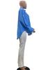 M6021: European & American Spring 2025 Casual Blue/White Striped Shirt - Loose, Fashionable, Versatile.