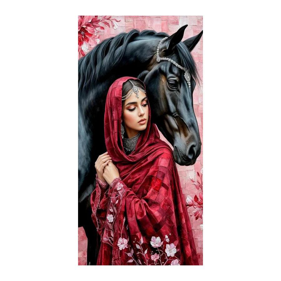

Women and Horses Large Size Diamond Painting New Collection Animals Diy Full Drill Rhinestone Embroidery Mosaic Cross Stitch Kits Round drill 30x60cm