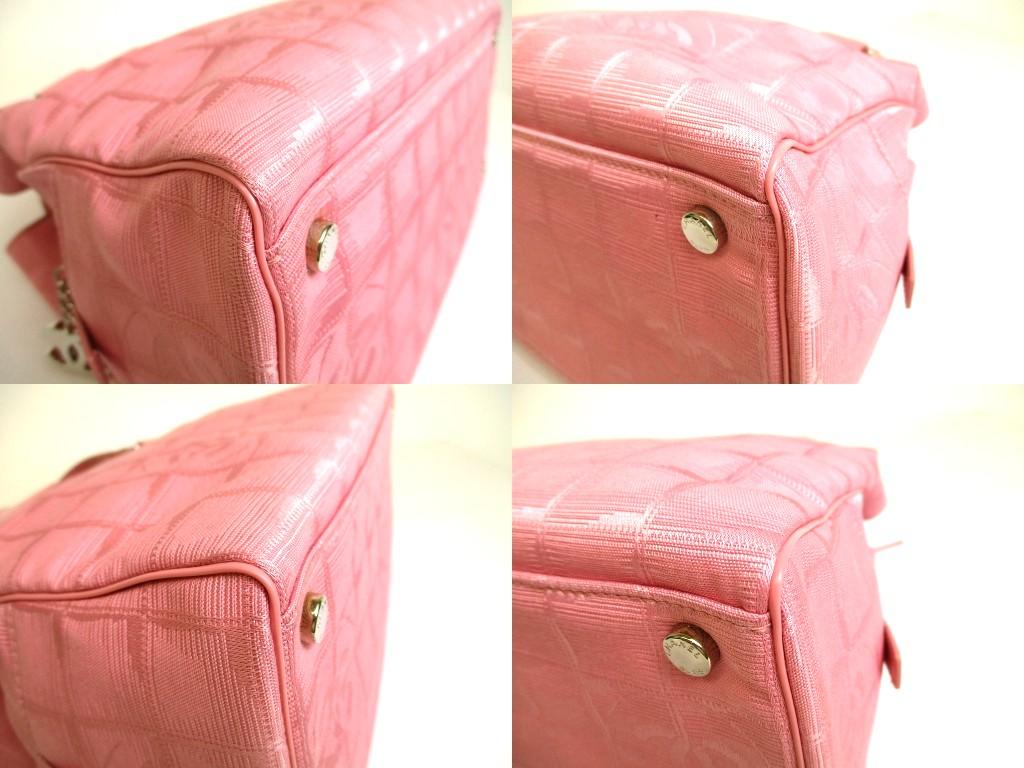 Authentic CHANEL New Travel Pink Nylon Leather Hand Bag Mini Boston Bag #a989  Refurbished