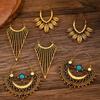 Vintage Boho Hollow Floral Hoop Earrings for Women Geometric Retro Earring Party Jewelry Gifts