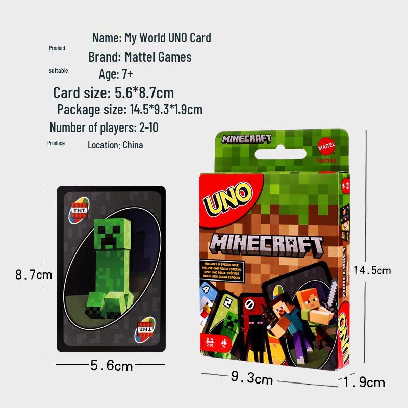 UNO Minecraft Edition: Genuine Mattel Playing Cards for Casual Multiplayer and Happy Party Games.