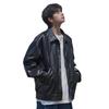 Foss Phil Men's Leather Jacket, Spring And Autumn Fashion Motorcycle Style, Korean Version Loose Casual Leather Coat