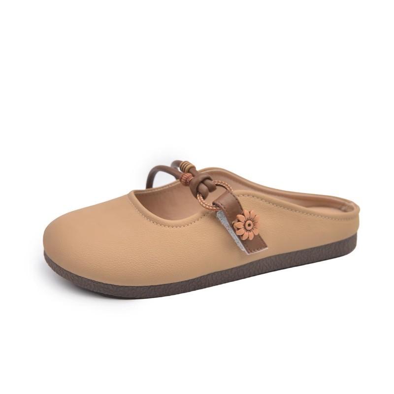 Baotou half slippers women's summer wear new flat-bottomed one-pedal lazy half-support cool slippers