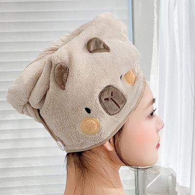Hot Sale Coral Velvet Dry Hair Cap Capybara Quick Drying Bathing Cap Cartoon Shower Cap Bathroom Supplies