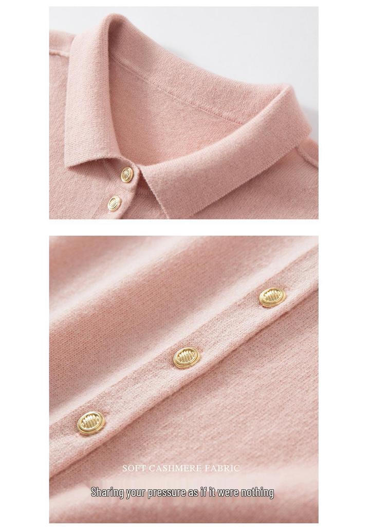 Chic Age-Reducing Gold Button Knit Cardigan with Pockets - Women's Autumn Solid Color Versatile Outerwear Top