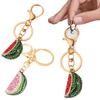Keychain Pendant Sparkling Rhinestones Watermelon Design Key Chain with Lobster Clasp Backpacks Beach Bags Car Hanger
